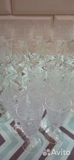 Хрустальные фужеры, рюмки, стопки. СССР
