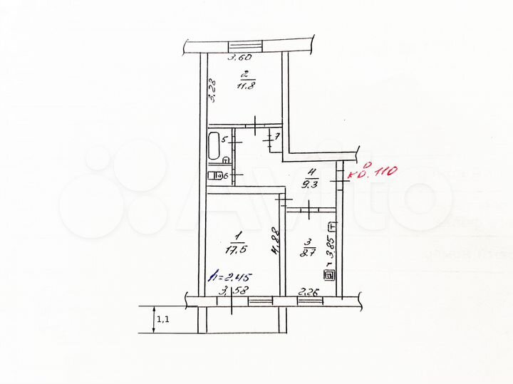 2-к. квартира, 51,7 м², 3/5 эт.