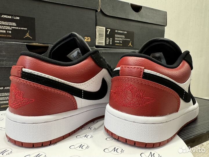 Nike Air Jordan 1 low black toe красные черные