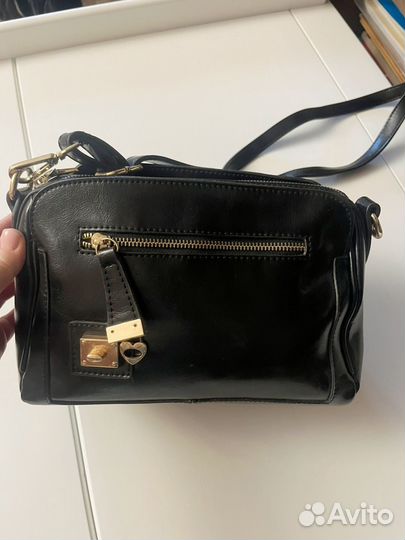 Сумка женская маленькая натуральная кожа черная
