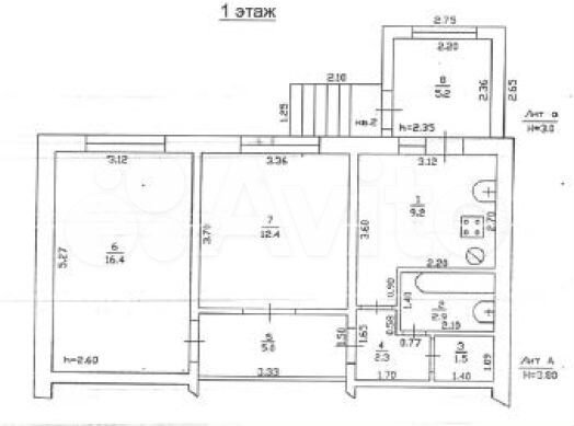 2-к. квартира, 54,9 м², 1/1 эт.