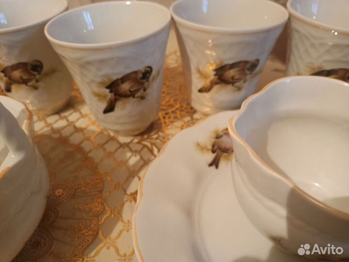 Коростенский фарфор чайный сервиз птицы