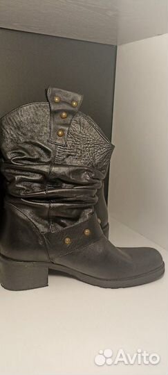 Сапоги женские черные 39 натуральная кожа