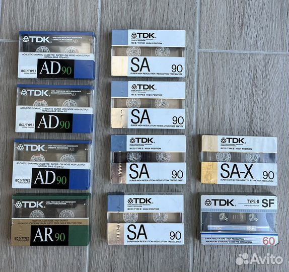 Аудиокассеты TDK SA, SA-X, AD, AR, SF