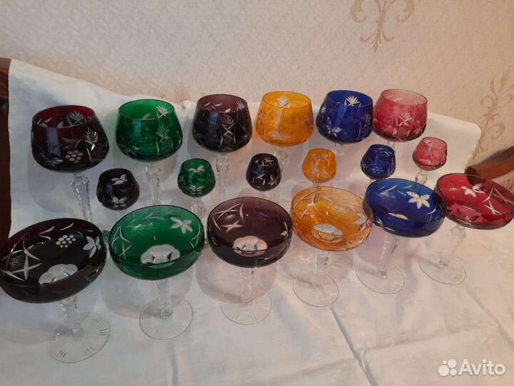 Фужеры креманки рюмки цветной хрусталь Германия