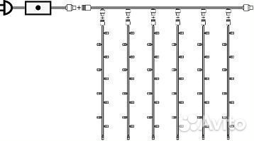 Гирлянда занавес уличный каучук 600 LED, 3 на 3 м