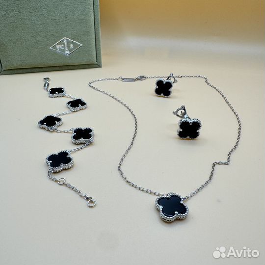 Набор Van Cleef & Arpels оникс серебро