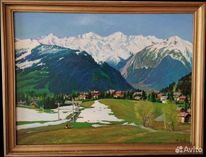 Картина маслом: Апрель в Вербье, Швейцария