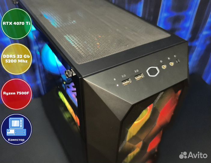 Сборка мощного пк AMD7500F-RTX4070Ti-32DDR5-JCB018729356-A620