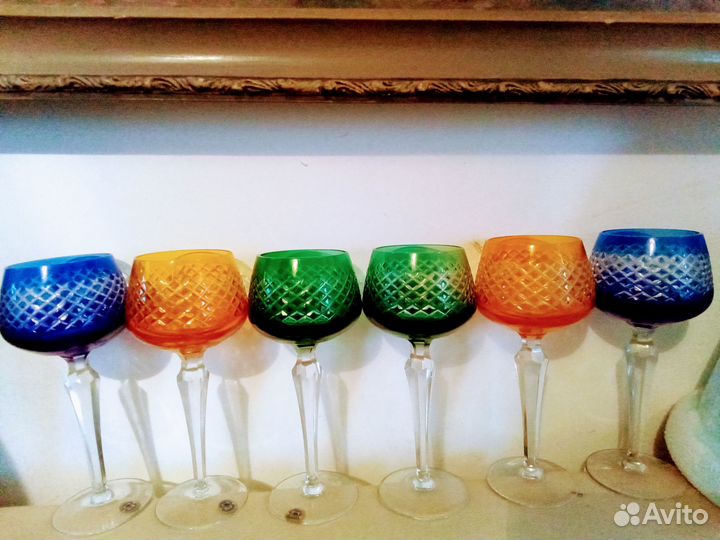Цветные фужеры Германия салатник Чехословакия