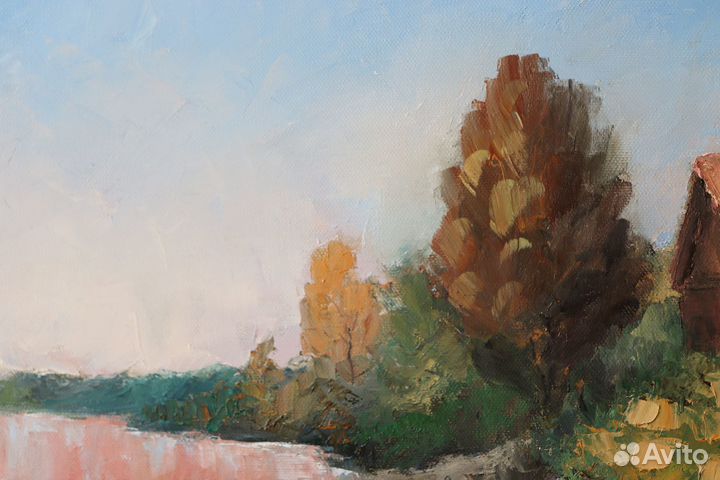 Картина маслом на холсте Пейзаж с лодочками