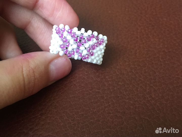 Кольцо из бисера,с узором бабочки