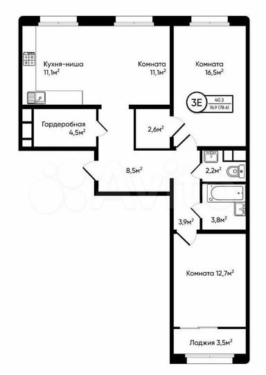 3-к. квартира, 78,6 м², 2/10 эт.