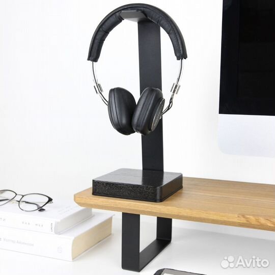 Подставка для накладных наушников, черное дерево