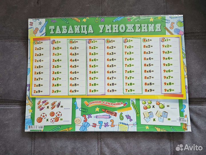 Таблица умножения пиши-стирай