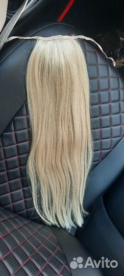 Накладной хвост из натуральных волос блонд