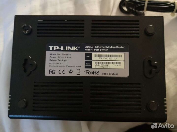 Модем маршрутизатор adsl2+TPlink TD 8840
