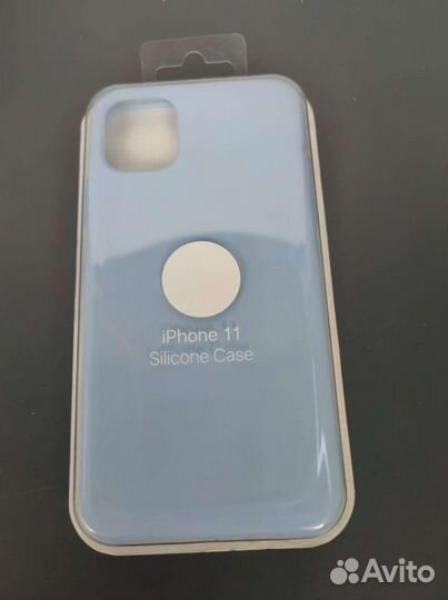Силиконовый чехол на iPhone 11 бледно голубой