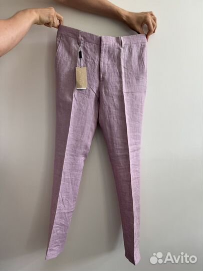 Льняные брюки burberry новые размер 50