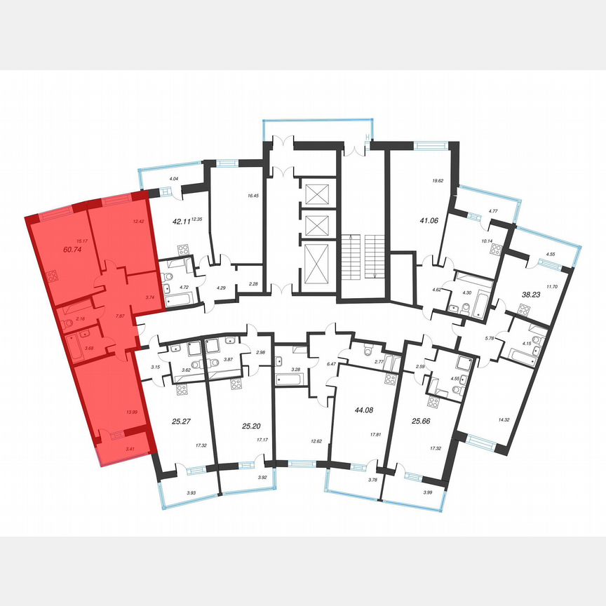 2-к. квартира, 62,4 м², 12/22 эт.