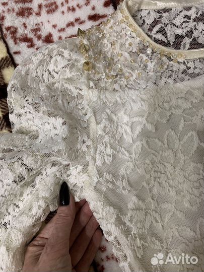 Платье мини гипюровое