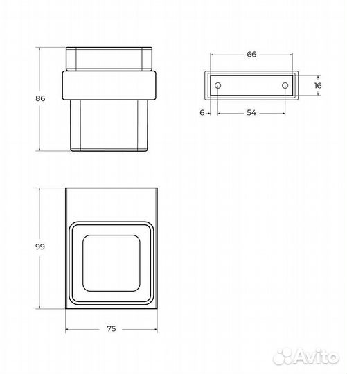 Стакан Cezares Slider slider-tums-NOP черный матовый