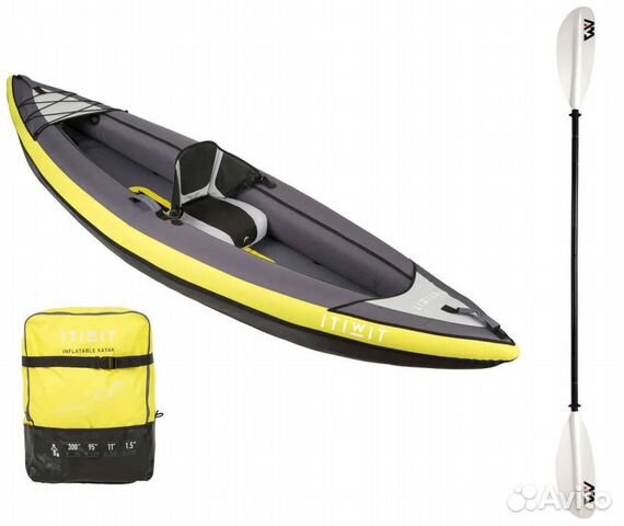 Каяк надувной одноместный Decathlon itiwit + весло