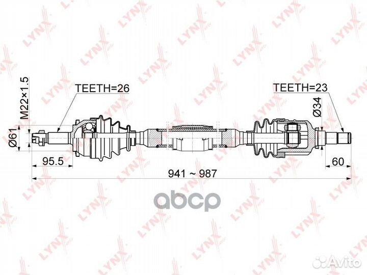Привод в сборе перед прав CD1153 lynxauto