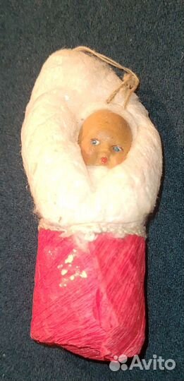 Ватная ёлочная игрушка СССР Ребенок в конверте 40г