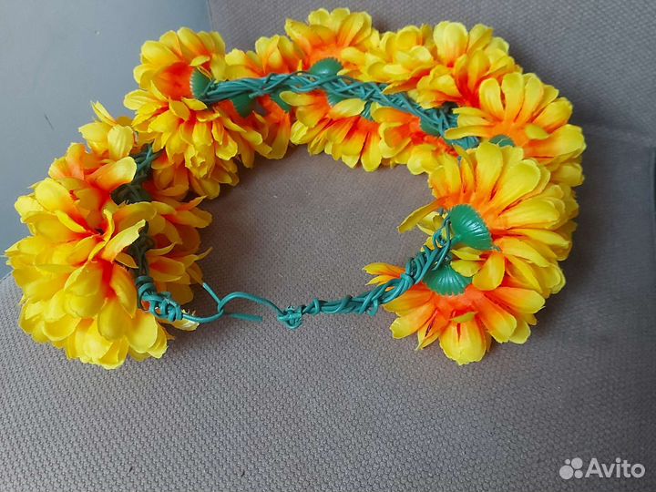 Венок на голову из жёлтых цветов детский взрослый
