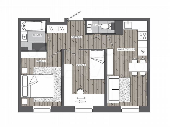 2-к. квартира, 48,9 м², 12/19 эт.