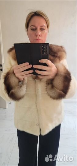 Шуба норковая жемчужная с курицей 46 р
