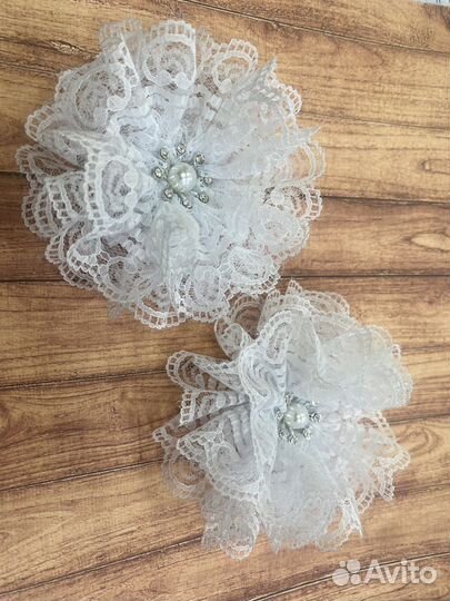 Школьные Банты для волос белые ручная работа