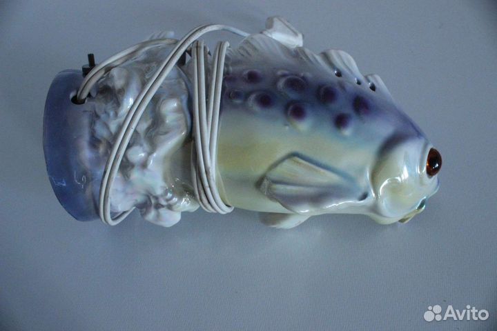 Светильник рыба гдр фарфоровая