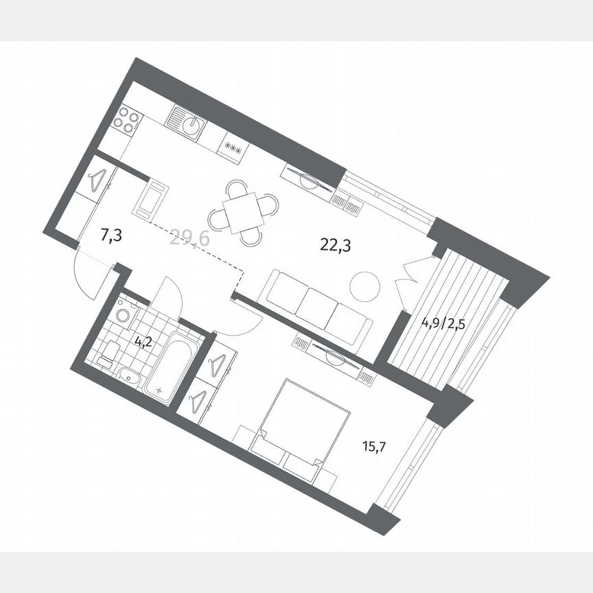 1-к. квартира, 52 м², 9/12 эт.