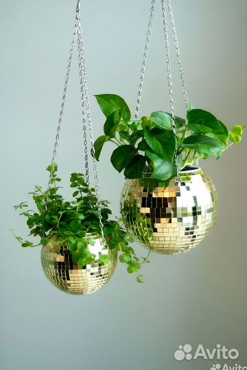 Кашпо из диско шара / кашпо из зеркальной мозаики