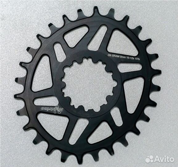 Звезда овальная sram 28T, 0мм оффсет, черная