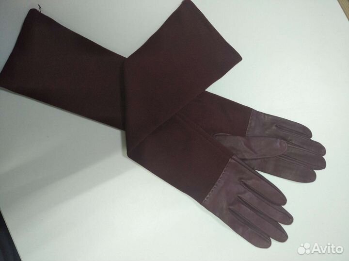 Перчатки женские длинные кожа
