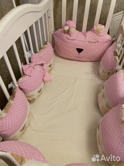 Бортики и балдахин в кроватку для девочки