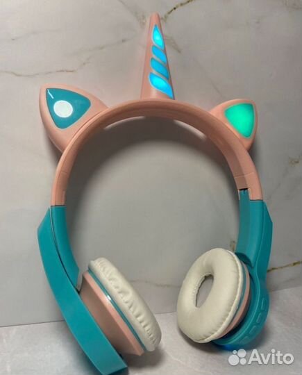 Наушники ушки единорог светятся детские новые