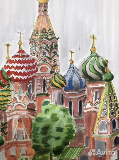 Картина маркерами Храм Василия Блаженного А3