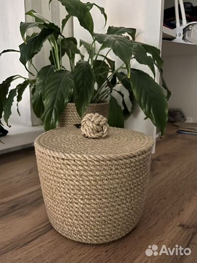 Корзинка для хранения из джута ручной работы