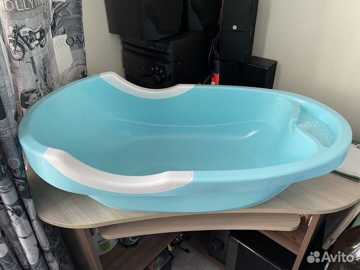 Ванночка для купания с горкой + сидение + ковшик