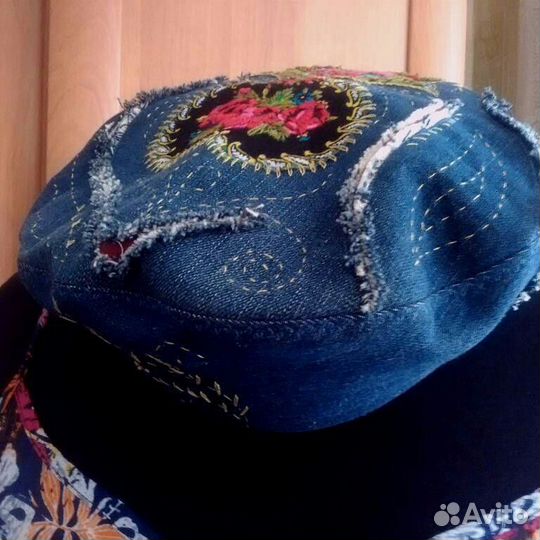 Берет женский джинсовый авторский
