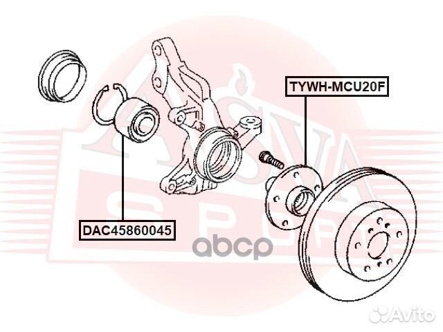 Ступица передняя tywhmcu20F asva