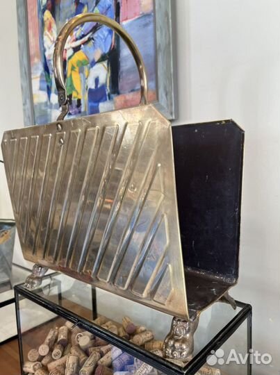 Антикварная газетница. Латунь. Англия