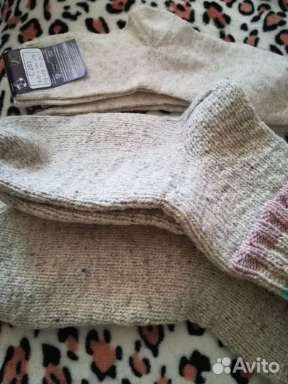 Носки шерсть ручн. вязки и лён с хлопком новые