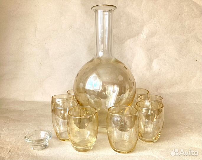 Графин стеклянный СССР и рюмки