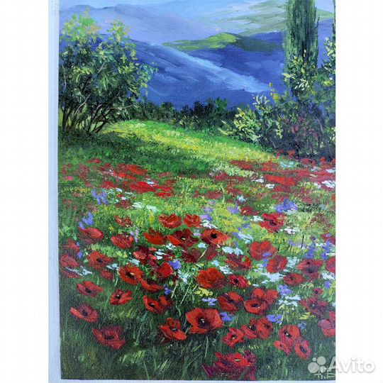 Картина Маки, Лето, Крым 20 на 30 см