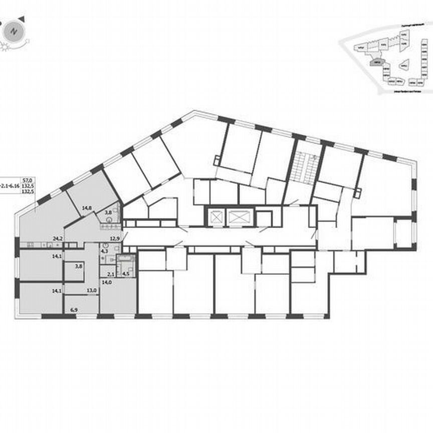 4-к. квартира, 132,5 м², 6/9 эт.